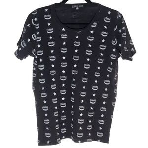 Hollywood Made Black Graphic T- Shirt White Pattern Men's M